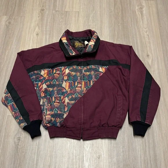 Vintage David James Southwest Aztec Santa Fe Workwear Bomber Jacket Men’s  Size S